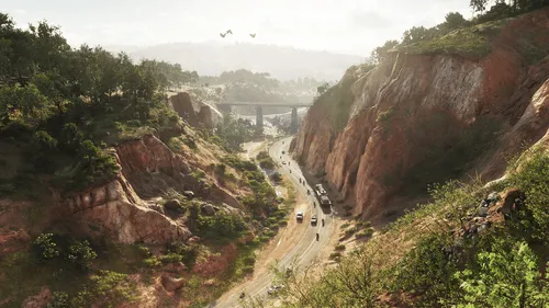 A canyon road winding through Mount Kalaga National Park in GTA 6